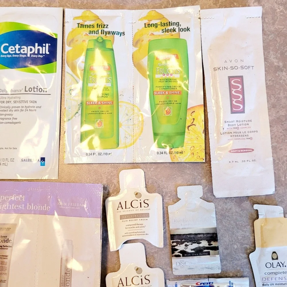 Lot 14 Assorted Beauty Skincare Samples‎ Nivea Cetaphil Olay Fructis Avon Alcis